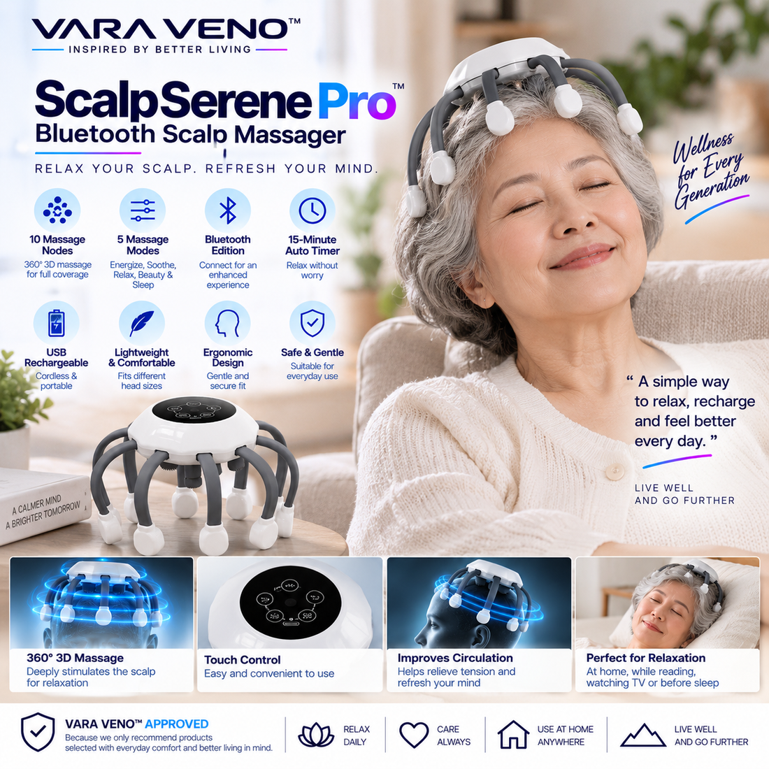 ScalpSerene Pro™ — Bluetooth Scalp Massager